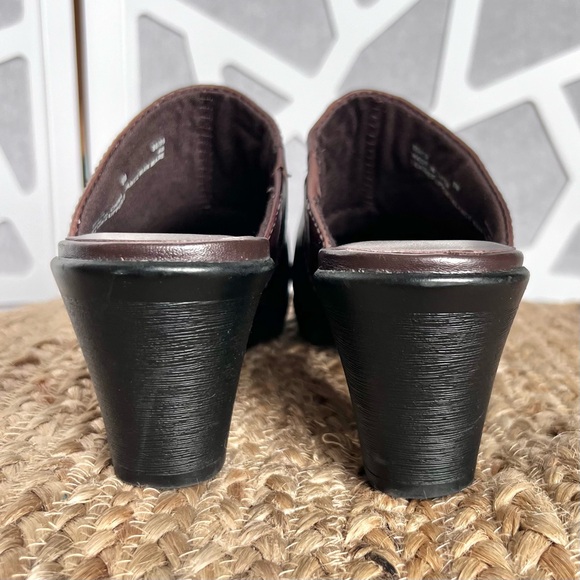 Clarks Bendables Brown Leather Mule Sz 8 Women Slip On Heel - Picture 4 of 5